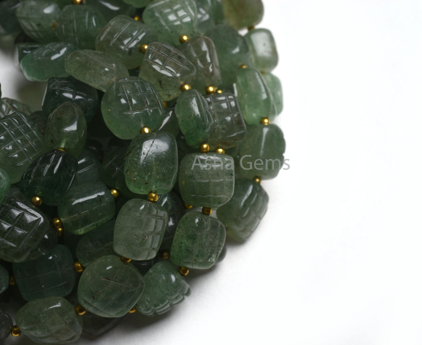 Beautiful Strawberry Quartz Fancy Shape Carved Gemstone Beads,8" Strand Natural Green Strawberry Carving Uneven Square Nugget Handmade Beads