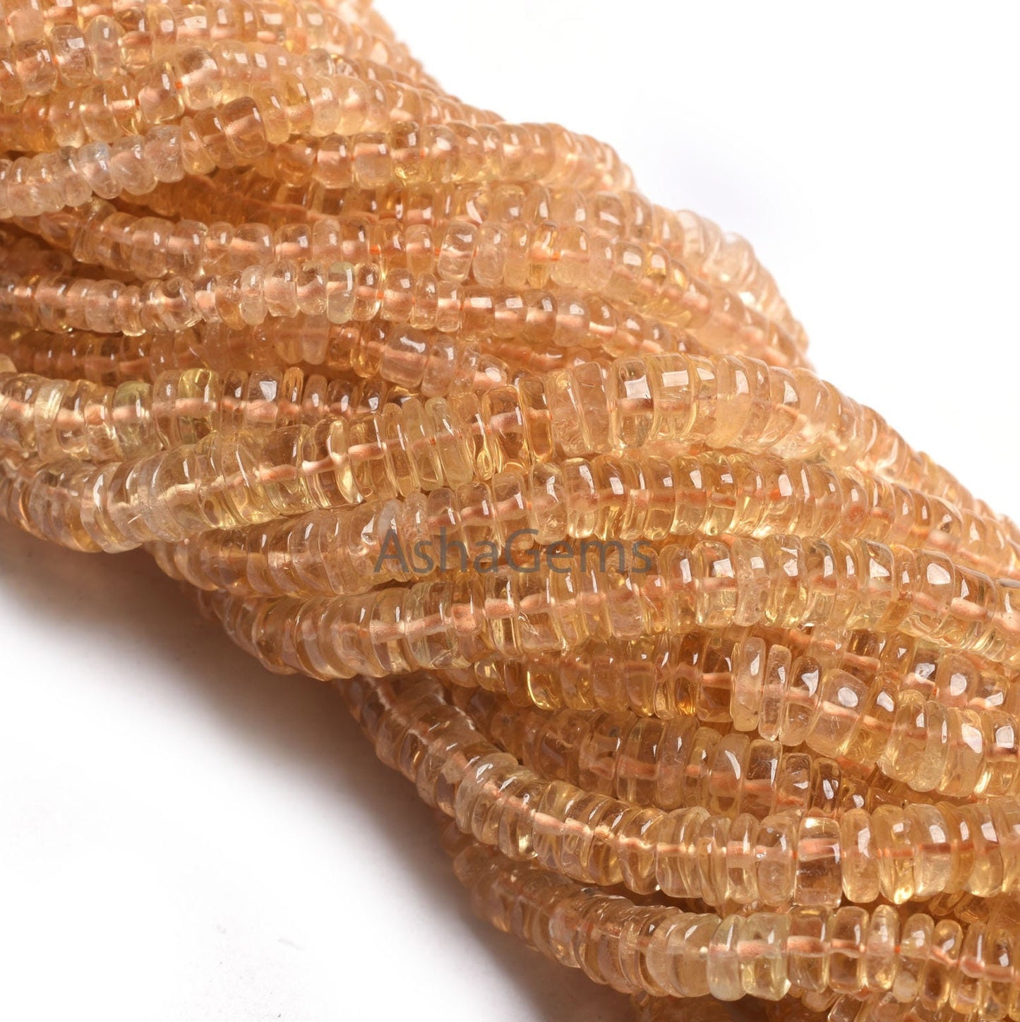 Fine Quality Yellow Citrine Smooth Tyre Beads,8/ 16" Strand Natural Citrine Plain Handmade Hishi Tyre Gemstone Beads, Citrine Beads Jewelry