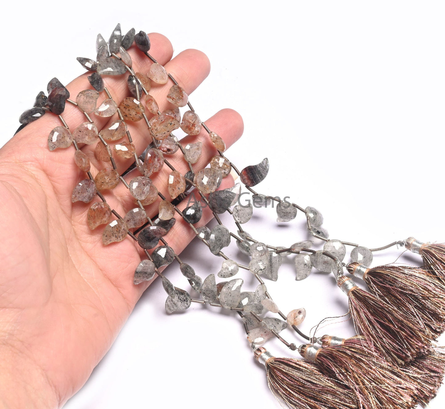 Beautiful Dot Quartz Fancy Mango Shape Faceted Gemstone Beads, Shaded Black Red Dot Quartz Side Drill Keri Fancy Briolette Bead Jewelry SALE (AG 18537 )