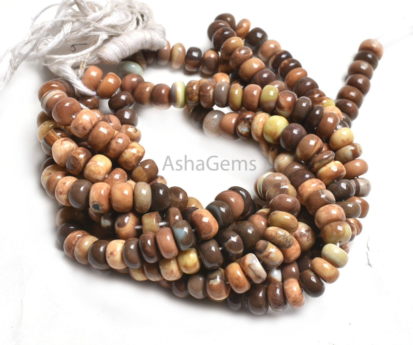 8mm Beautiful Opal Smooth Gemstone Loose Beads, Shaded Brown Yellow Opal Plain Rondelle Beads, Boulder Opal Gemstone Bead Jewelry Craft SALE