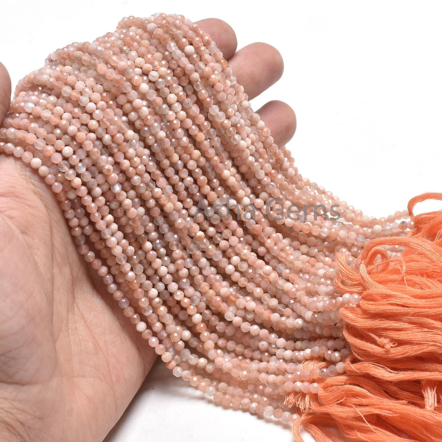 Natural Peach Moonstone Micro Cut Round Beads,3.2 mm Fine Pink Moonstone Machine Cut Faceted Round Ball Gemstone Beads Jewelry Makings Sale