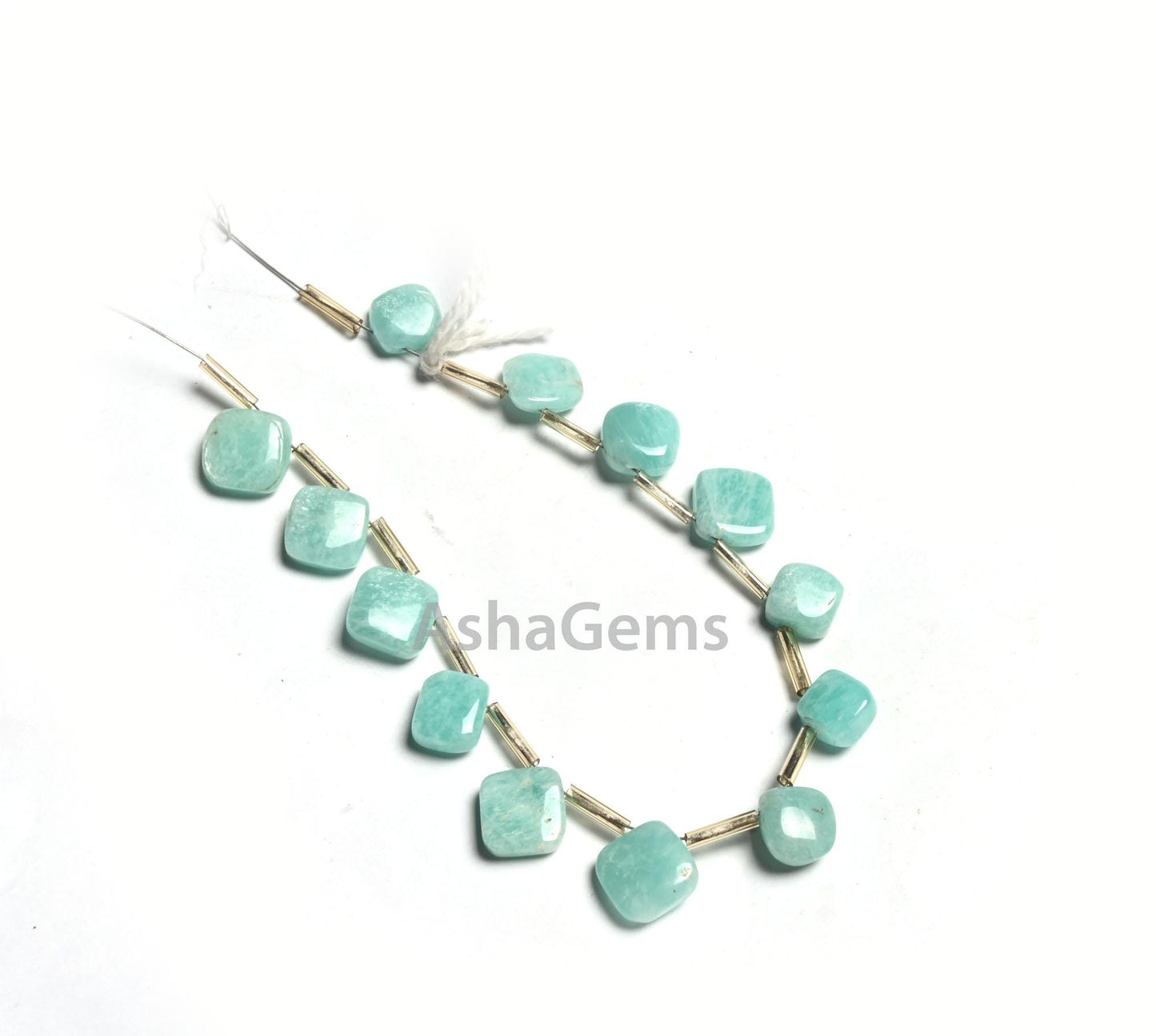 Natural Amazonite Fancy Square+ 1 Piece Heart Smooth Gemstone Beads, Amazonite handmade Uneven Shape Side Drill Beads Jewelry making Crafts