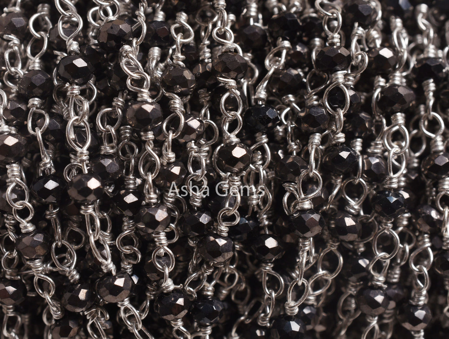 Beautiful Copper Pyrite Hydro Faceted Rondelle Beads Rosary Chain,3 mm Silver Plated Wire Wrapped Handmade Chain For Necklace Jewelry Making