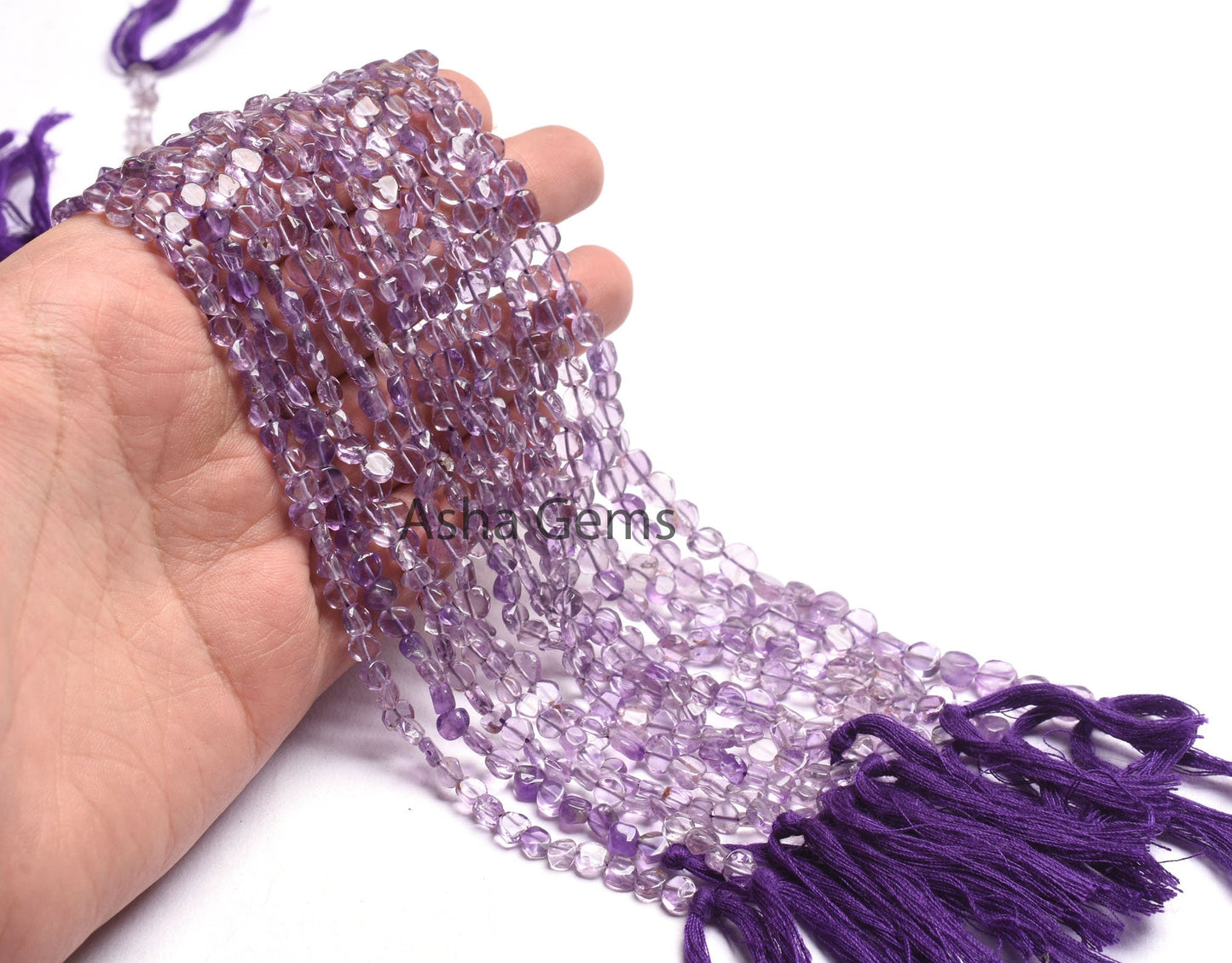 Natural amethyst Smooth Uneven Flat Coin Gemstone Beads,13" Strand Light Purple Amethyst Handmade Coin Straight Drill Beads, Amethyst Bead