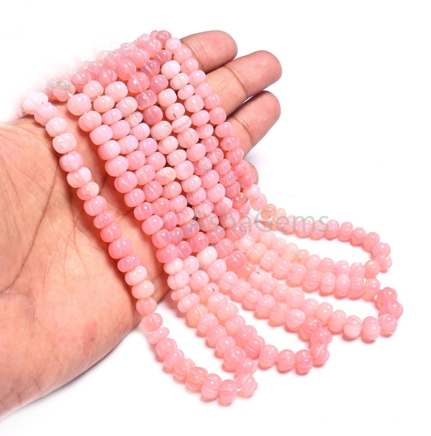 Beautiful Pink Opal Carved Watermelon Shape Beads, Fine Shaded Pink Opal Carving Beads, Opal Melon Hand Carve Pumpkin Gemstone Beads Jewelry