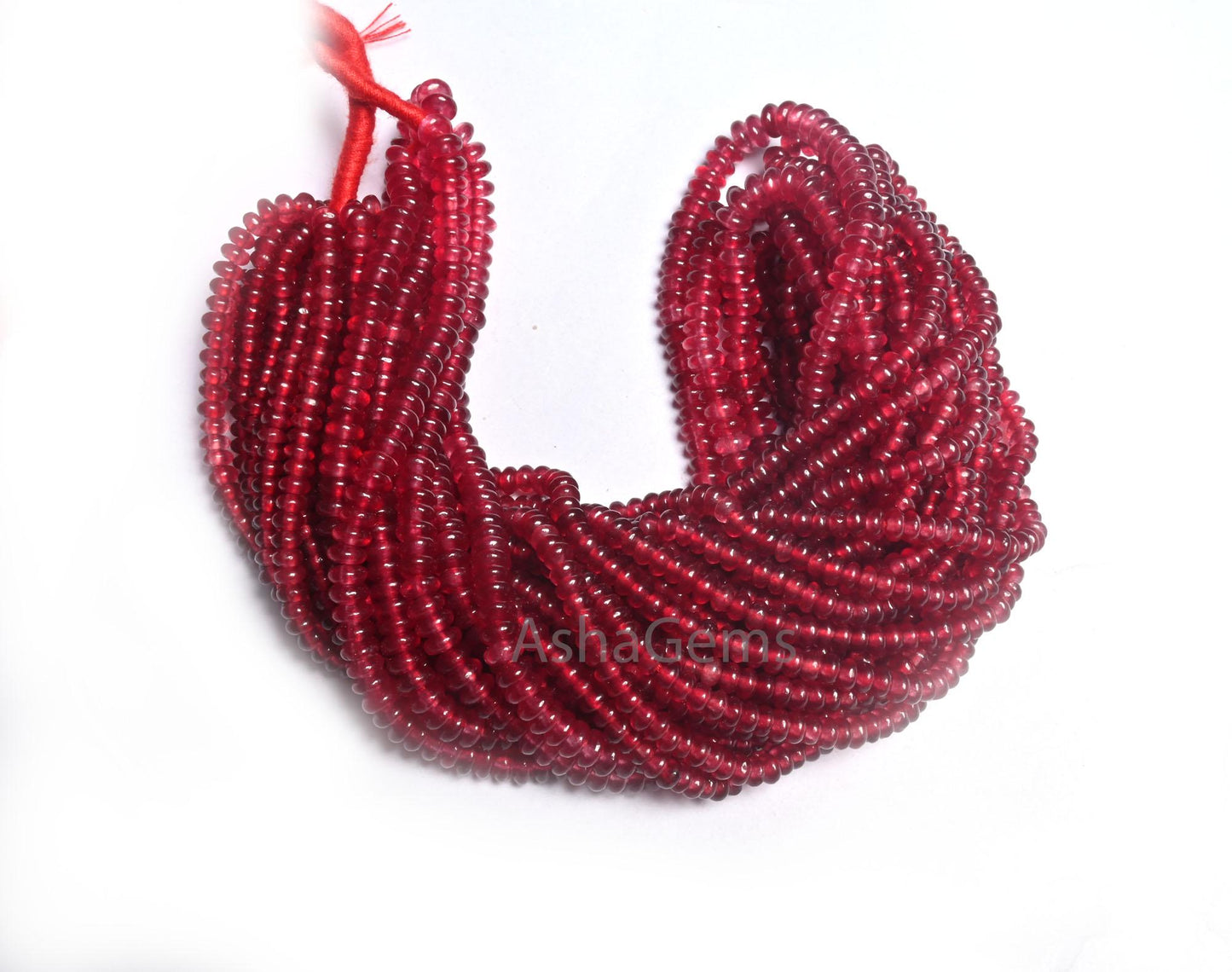 AAA Quality Red Jade Quartz Smooth Rondelle Beads,3.5, 4.5 mm Red Jade handmade Gemstone Beads, Jade Quartz Beads Jewelry Making Craft SALE