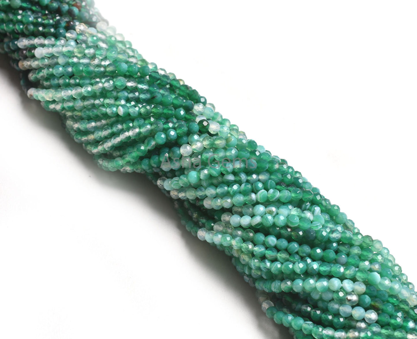 3.2 mm Shaded Green Onyx Micro Cut Faceted Roundell Shape Beads, Green Onyx Machine Cut Gemstone Beads, Onyx Beads Jewelry making Craft SALE