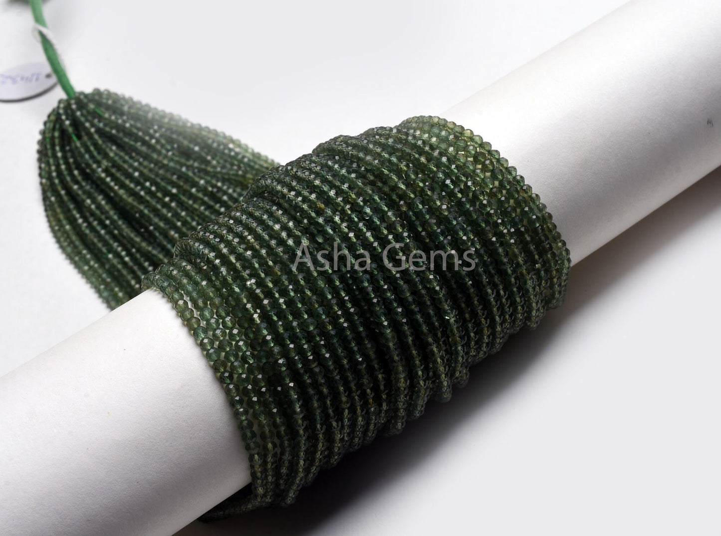 AAA Green Apatite Faceted Rondelle Beads,3.60 mm Natural Apatite Micro Cut Gemstone Beads,13" Strand Green Apatite Machine Cut Beads Jewelry