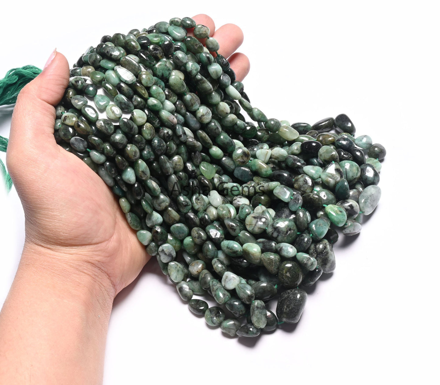 Beautiful Green Emerald Smooth Nugget Gemstone Loose Beads,Sakota Emerald Tumble Handmade Graduation Size Emerald Bead Necklace Jewelry SALE (AG 22301)