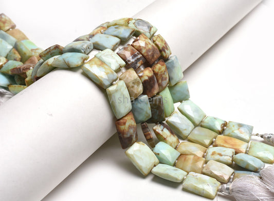 Beautiful Peru Boulder Opal Faceted Rectangle Beads,8"Strand natural Boulder Opal Fancy Shape Gemstone Straight Drill Bead Opal Jewelry SALE