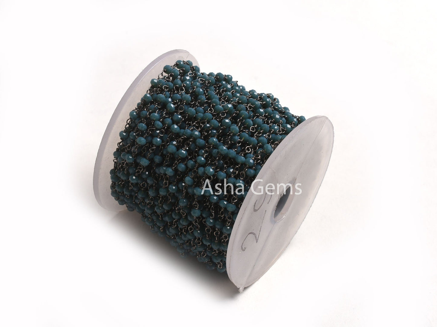 Black Metal Plated Light Neon Blue Apatite Hydro Beaded Rosary Chain 3,10,25,50 Feet Faceted Rondelle Chain 3-3.5 mm Finding Jewelry Chain