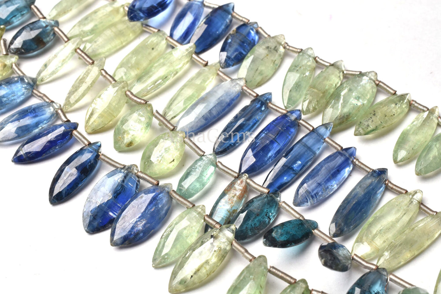Beautiful Kyanite Faceted Marquise Shape Beads,8" Strand Shaded Green Blue Kyanite Marquise Beads, Natural Marquise Fancy Gemstone Bead SALE