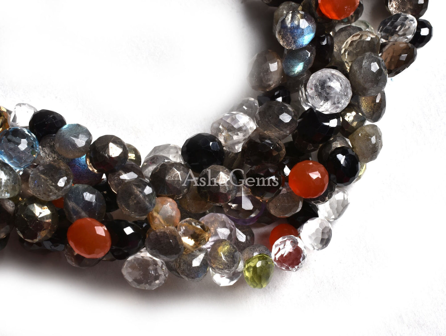 Beautiful Multi Color Gemstone Faceted Onion Shape Beads Disco Onion Briolette Beads,8"Strand Natural Mix Color Stone Faceted Onion Beads