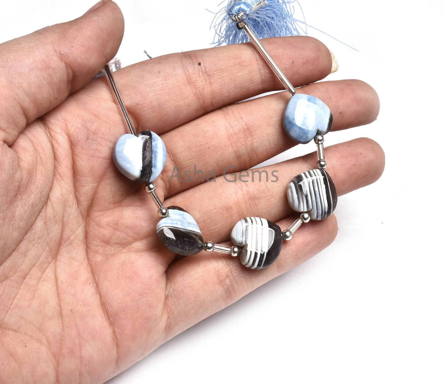 Beautiful Boulder Opal Carving Heart Shape Straight Drill Beads,15 mm Blue Boulder Opal Smooth Carved Heart Gemstone Blue Opal Beads Jewelry