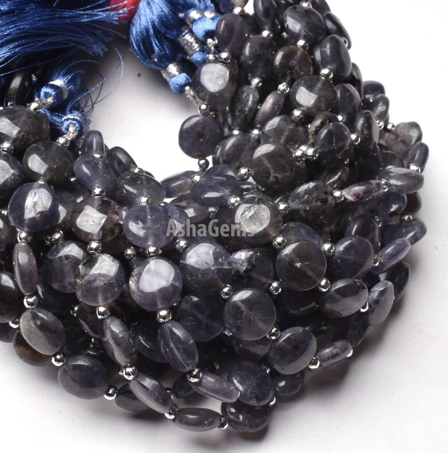 11mm Natural Iolite Gemstone Beads, Blue Iolite Smooth Coin Shape Gemstone Beads, Blue Iolite Plain Handmade Beads, For Jewelry Craft Sale