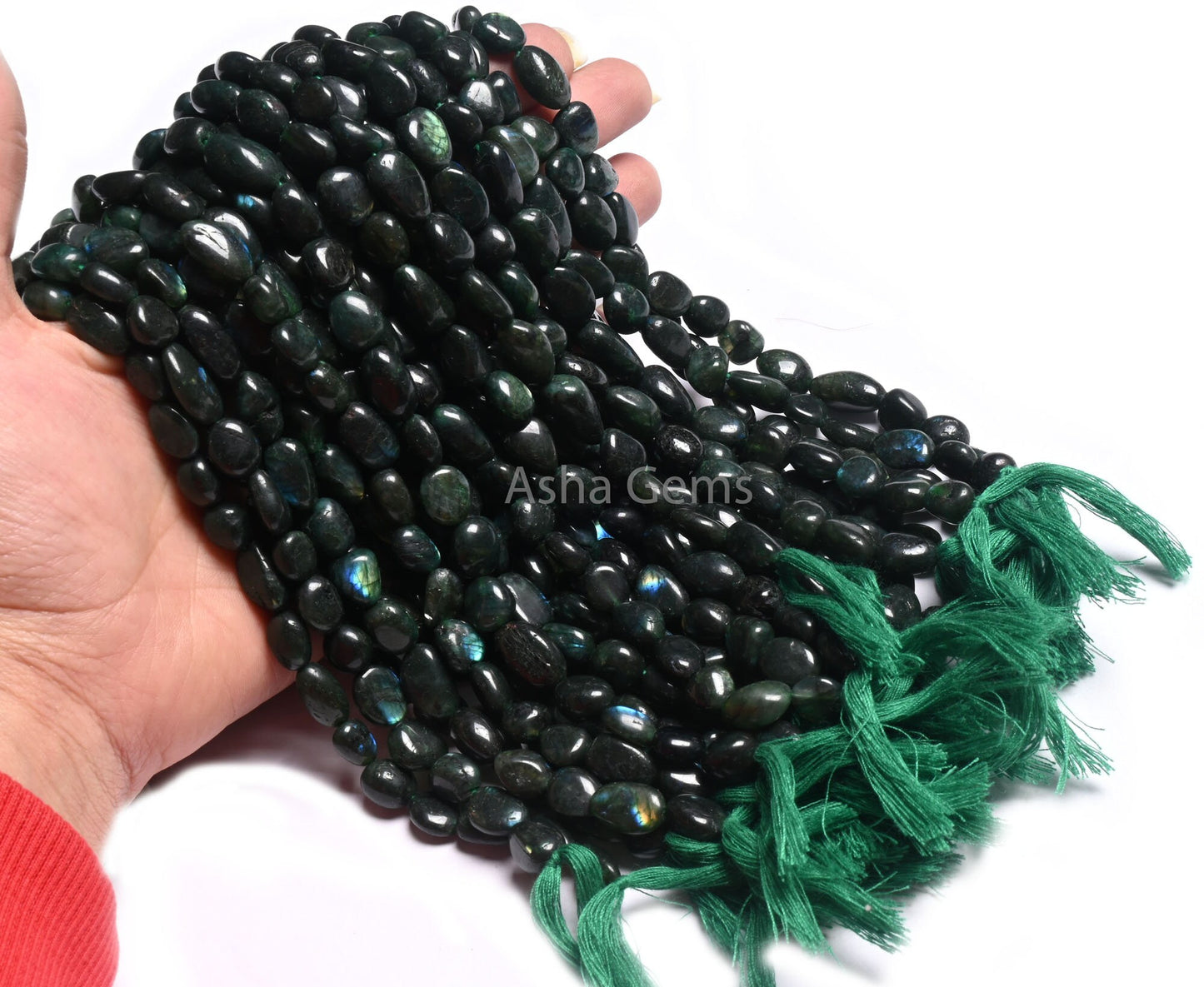 Beautiful Green Coated Labradorite Smooth Nugget Beads, Fine Labradorite Plain Handmade Uneven Tumble Straight Drill Gemstone Beads Jewelry (AG 22288)