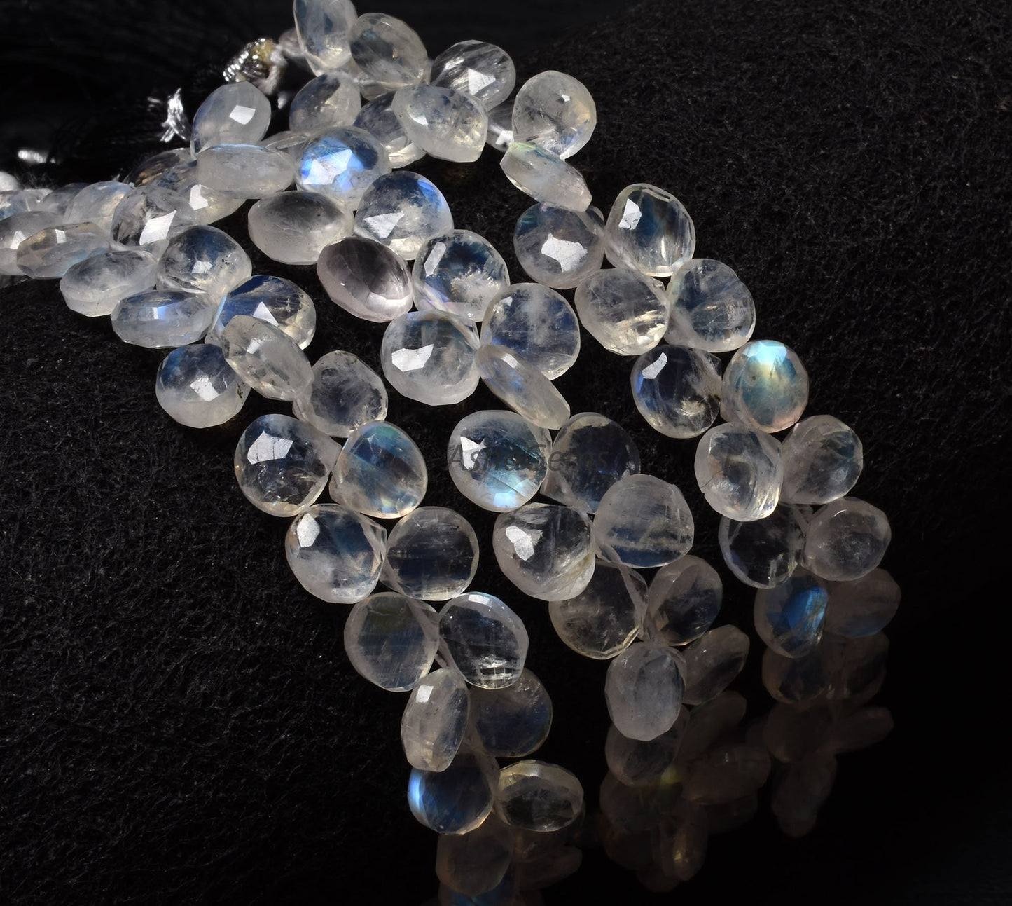 Blue Fire Rainbow Moonstone Heart Shape Faceted Gemstone Loose Beads,6-7mm AAA Rainbow Moonstone Bead, Natural White Rainbow Heart Bead SALE