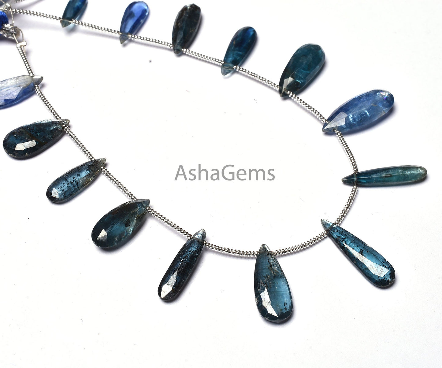 AAA Natural Kyanite Faceted Long Pear Shape Beads, Indigo Blue Kyanite Teardrop Beads, Kyanite Fancy Pear Gemstone Beads Jewelry Making SALE