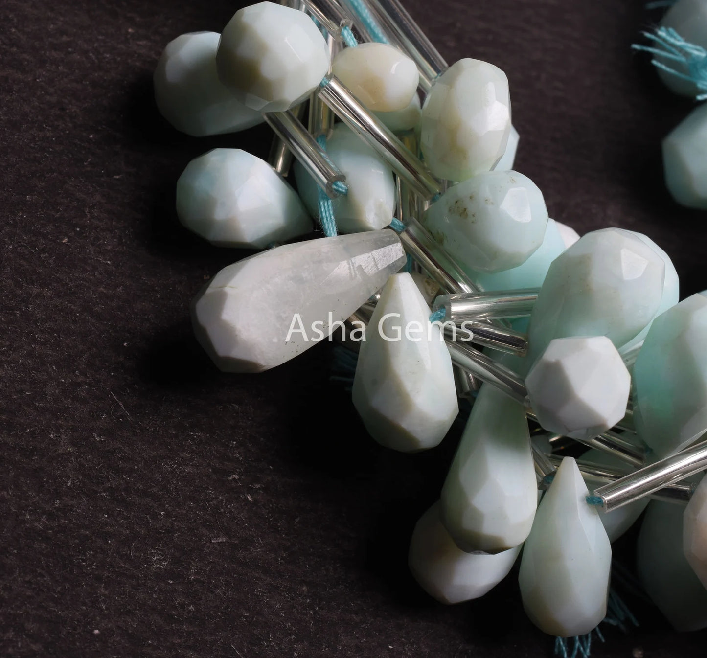 Light Sky Blue Opal Faceted Hand Cut Teardrop Beads, Shaded Peru Opal Drop Gemstone Beads, Opal faceted Drops Bead Jewelry Making Handicraft