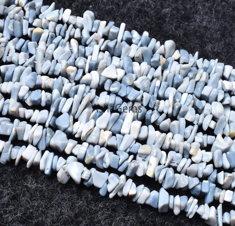 34" Blue Opal Uncut Chip beads Strand, Blue Oregon Opal polish Raw Rough Gemstone Bead, Loose Bead String For Jewelry Making Crafts (AG 10335)