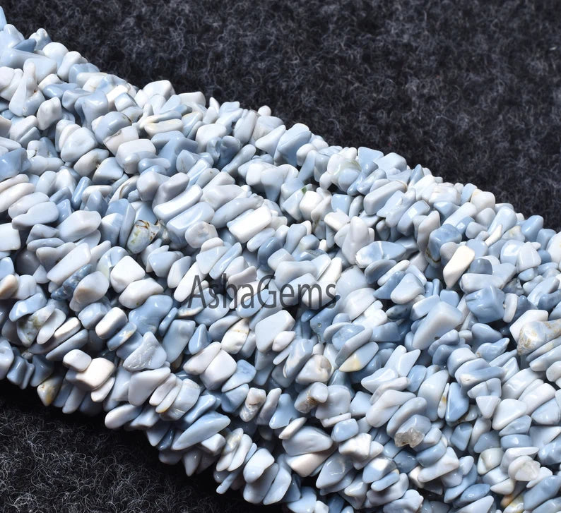 34" Blue Opal Uncut Chip beads Strand, Blue Oregon Opal polish Raw Rough Gemstone Bead, Loose Bead String For Jewelry Making Crafts (AG 10335)