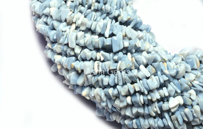 34" Blue Opal Uncut Chip beads Strand, Blue Oregon Opal polish Raw Rough Gemstone Bead, Loose Bead String For Jewelry Making Crafts (AG 10335)