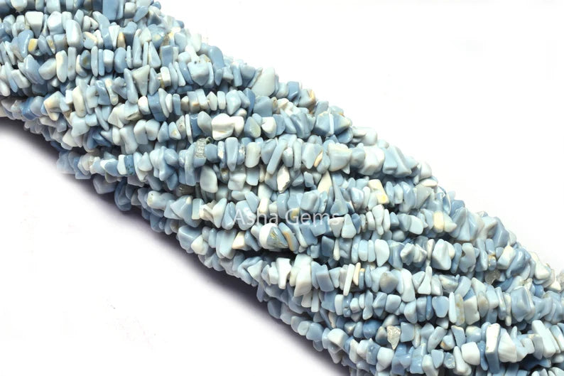 34" Blue Opal Uncut Chip beads Strand, Blue Oregon Opal polish Raw Rough Gemstone Bead, Loose Bead String For Jewelry Making Crafts (AG 10335)
