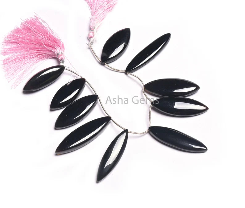 AAA Quality Black Onyx Marquise Shape Smooth Beads,11-40mm Onyx Fancy Marquise Side Drill Black Gemstone Beads, Black Onyx Bead Jewelry SALE