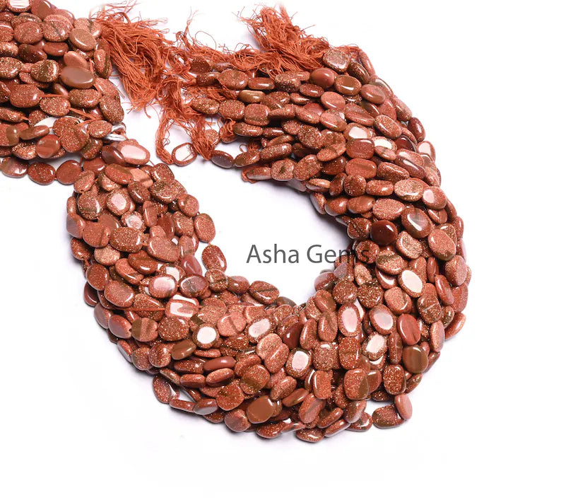 Brown Sunstone Smooth Flat Oval Shape Gemstone Loose Beads, Fine Sunstone Fancy Handmade Oval Straight Drill Beads Jewelry making Craft SALE