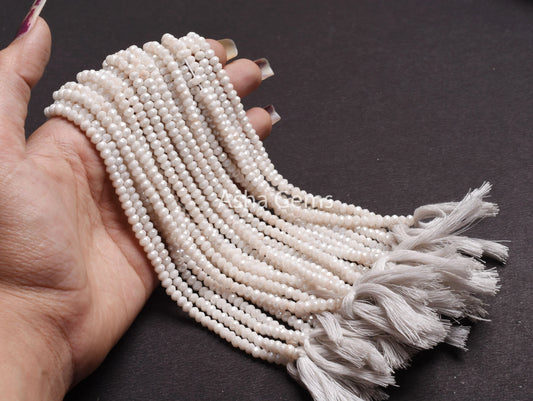 Beautiful Jade Silver Coated Faceted Rondelle Beads,4.5 mm Silverite Micro Cut Gemstone Beads, White Silverite Machine Cut Bead Jewelry SALE