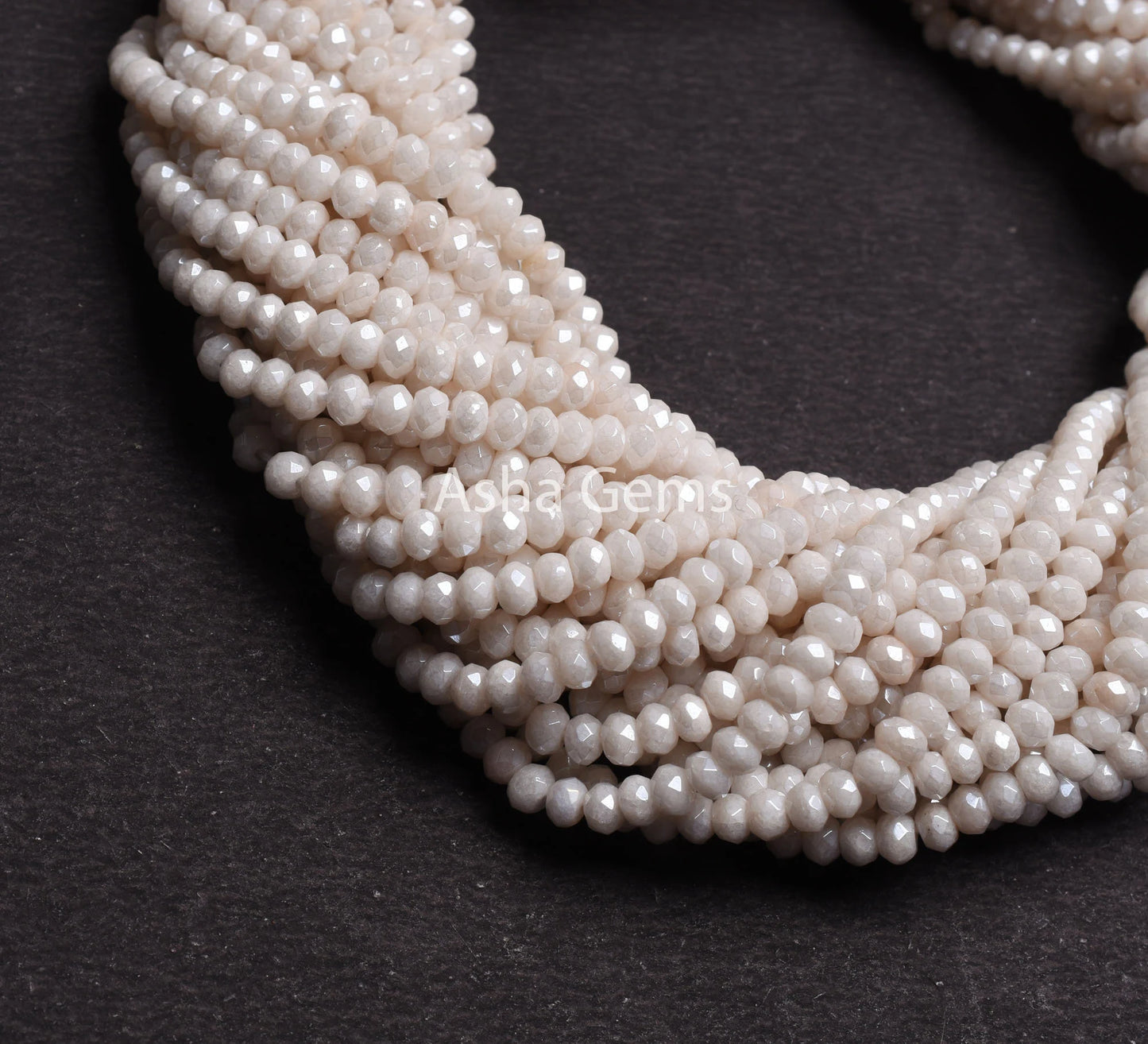 Beautiful Jade Silver Coated Faceted Rondelle Beads,4.5 mm Silverite Micro Cut Gemstone Beads, White Silverite Machine Cut Bead Jewelry SALE