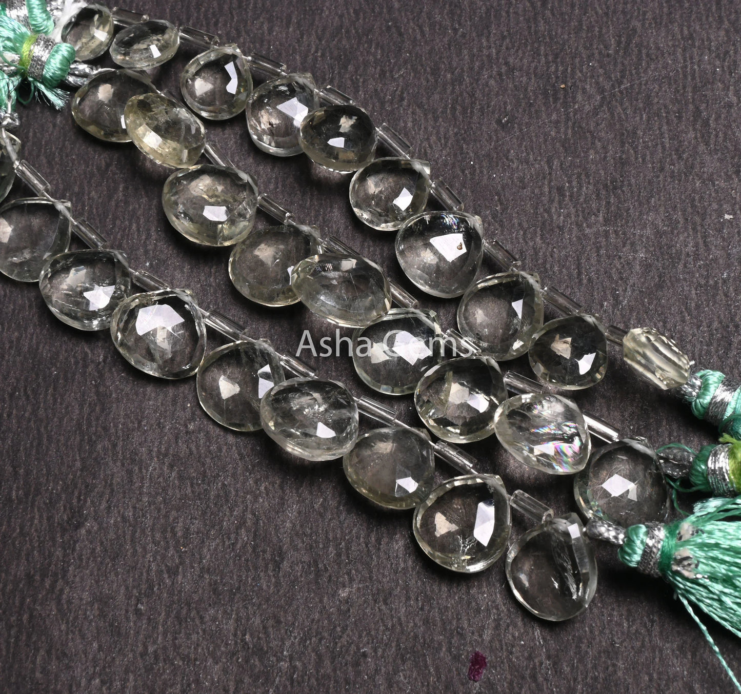Natural green Amethyst Faceted Heart Shape Gemstone beads, AAA Quality Green Amethyst Heart Briolette Side Drill beads, Jewelry Making Craft(AG 18569)