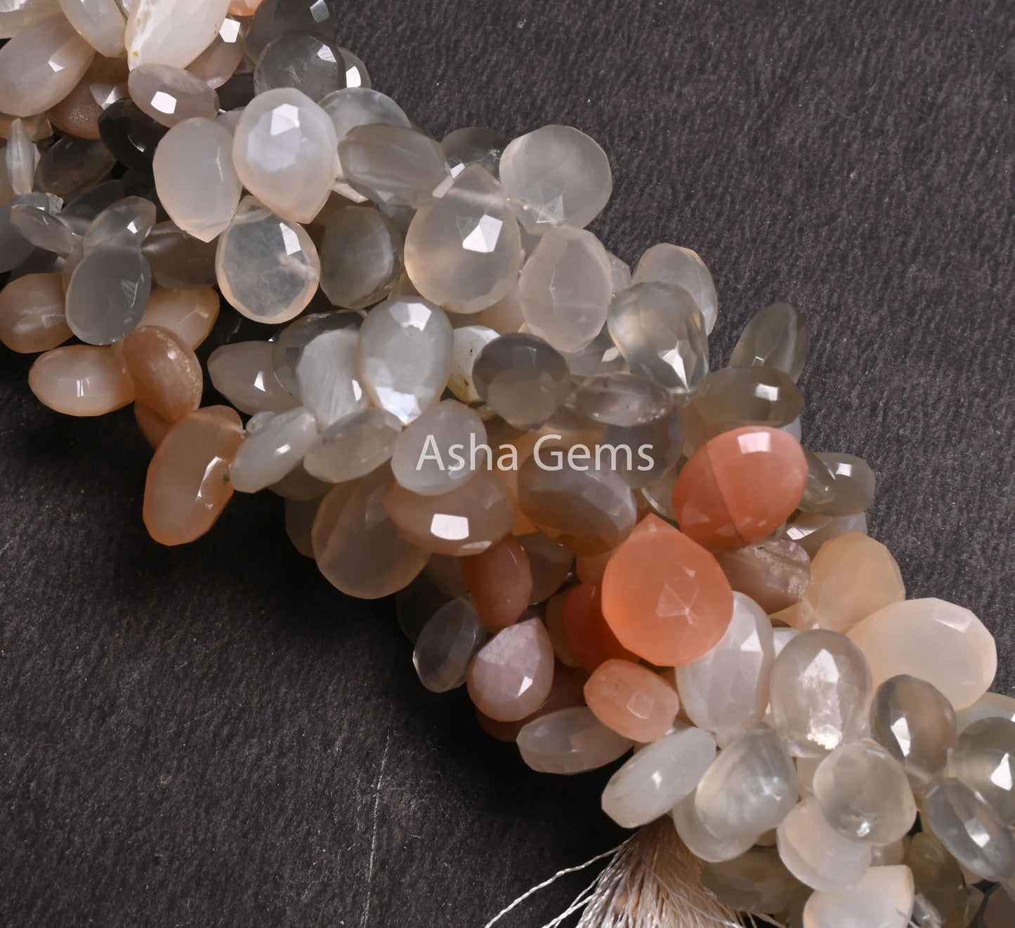 Fine Quality Multi Moonstone Faceted Pears Shape Beads,7.5" Shaded Moonstone Teardrop Briolette Side Drill Moonstone Bead Jewelry Craft SALE (AG 18525 )