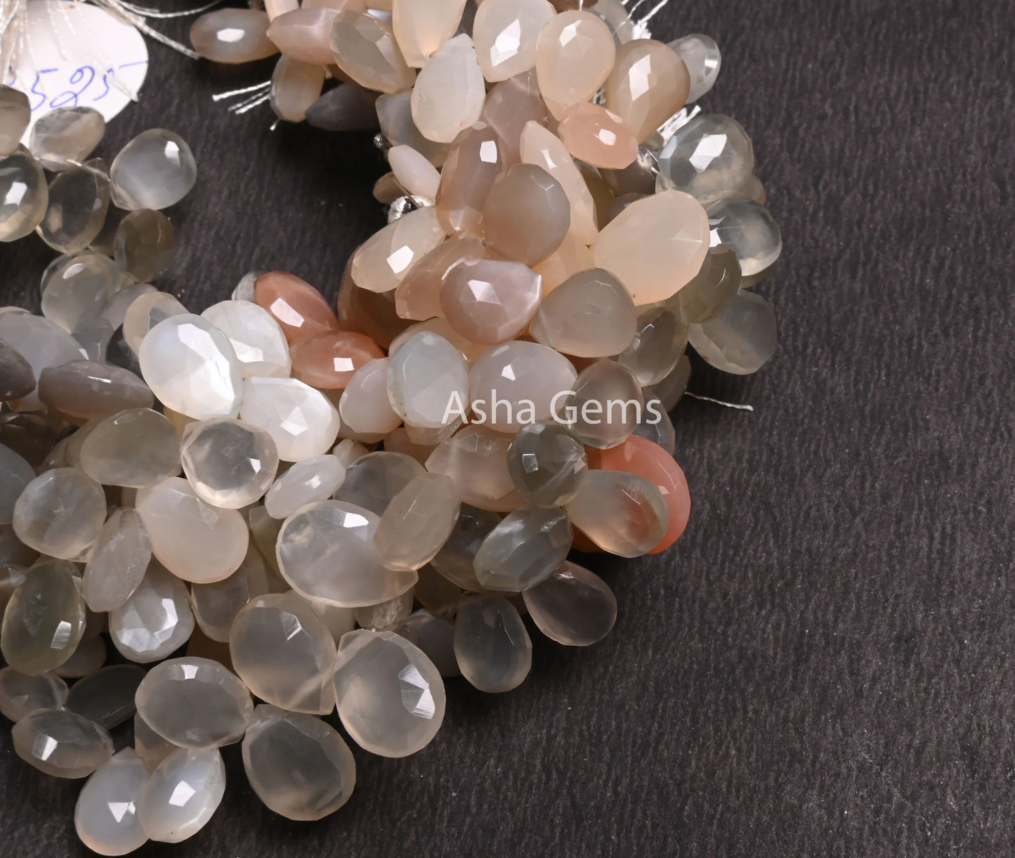 Fine Quality Multi Moonstone Faceted Pears Shape Beads,7.5" Shaded Moonstone Teardrop Briolette Side Drill Moonstone Bead Jewelry Craft SALE (AG 18525 )
