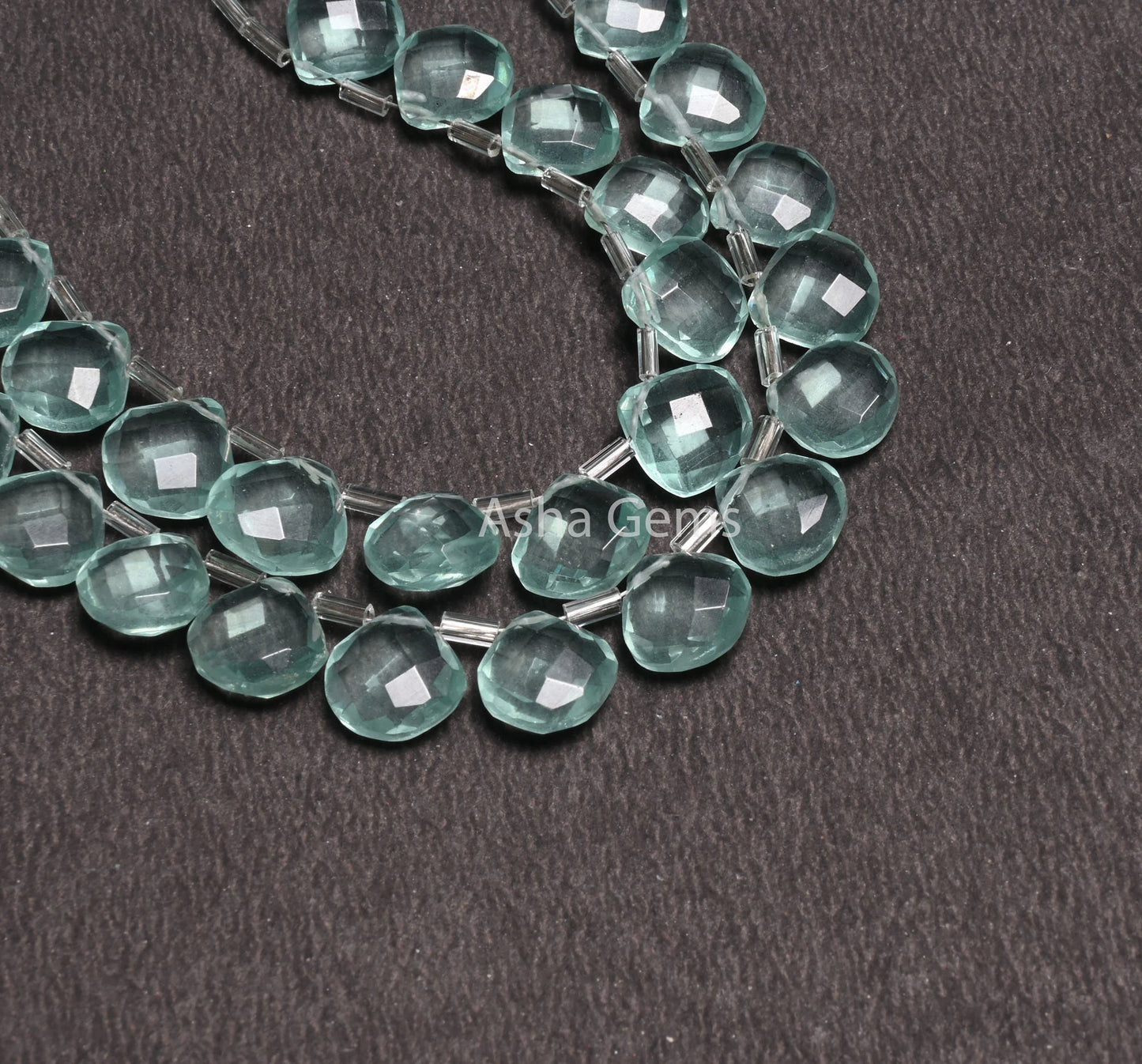 Beautiful Aquamarine Color Hydro faceted Heart Shape Beads,8.5" Aqua Blue Hydro fancy Heart Briolette Checker Cut Beads Jewelry Making Craft (AG 18830)
