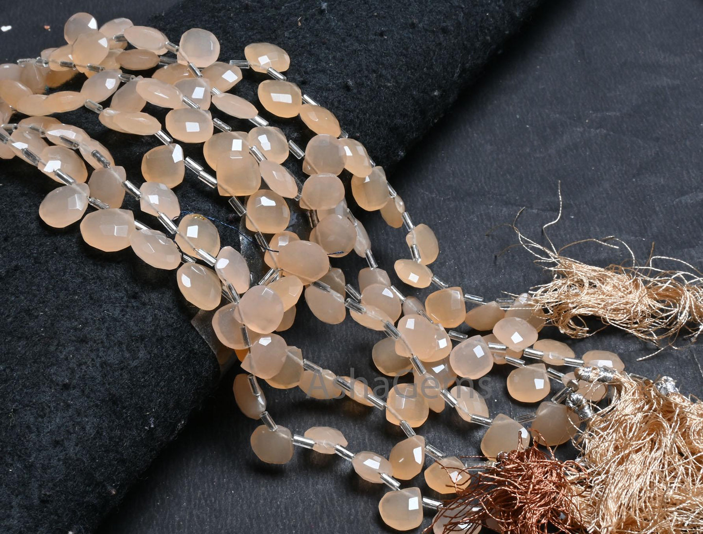 Beautiful Peach Quartz Hydro Faceted Heart Shape Beads,8" AAA Skin Peach Color Hydro Checker Cut Heart Briolette Beads Jewelry makings Craft ( AG 18587)
