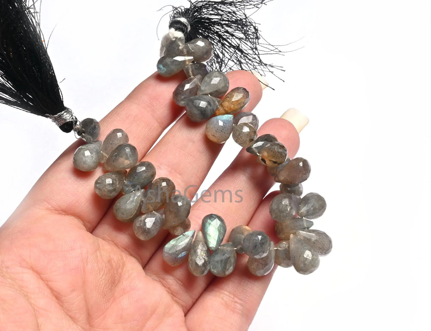 Multi Flash labradorite Faceted Drop Shape Beads, Natural Fire Labradorite Beads, Black rainbow Side Drill Teardrop Briolette Beads Jewelry (AG 18606)
