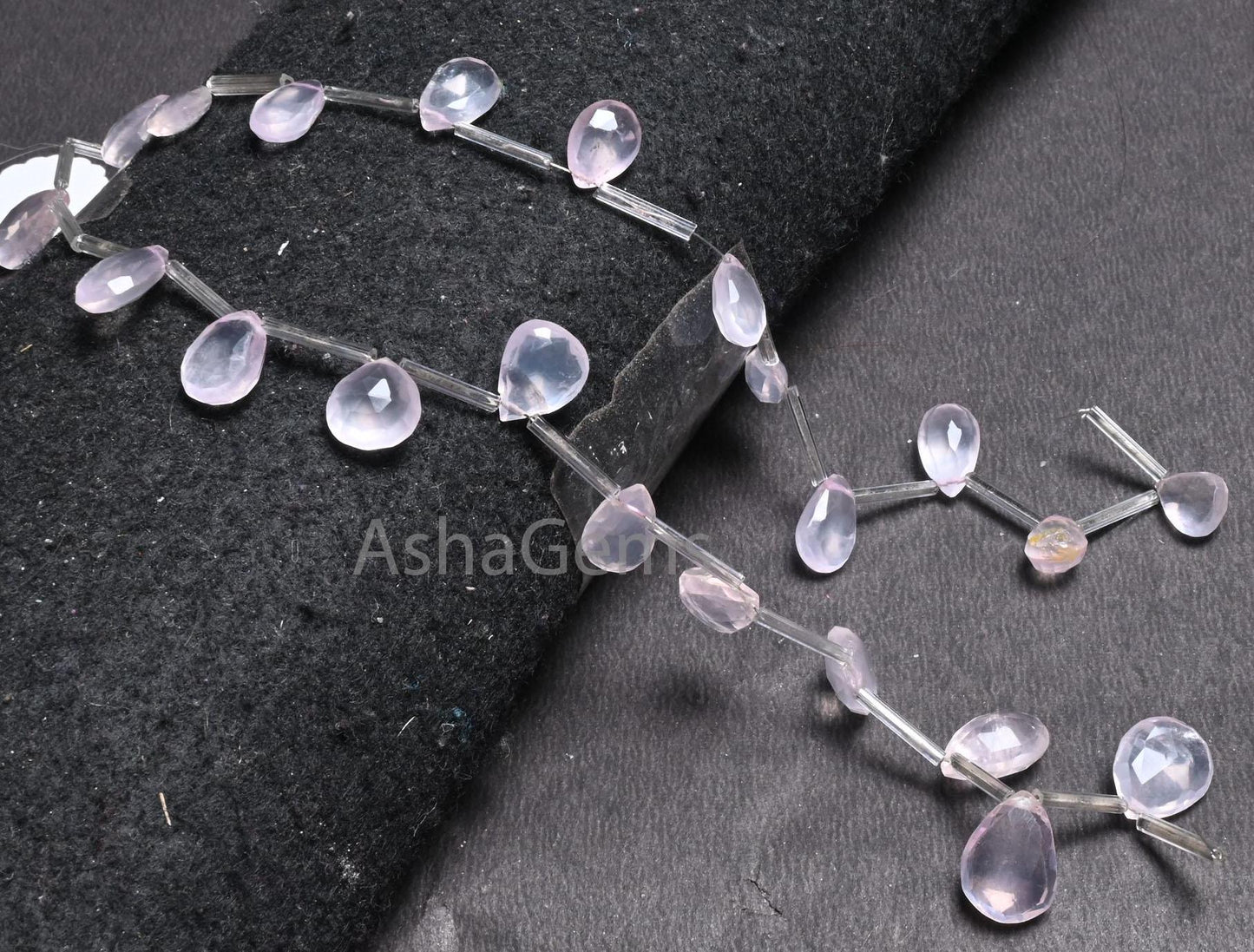 Natural Rose Quartz Faceted Pear Shape Beads,7.5" Fine Pink Quartz Teardrop Briolette Gemstone Loose Rose Quartz Beads Jewelry making Crafts(AG 18669)