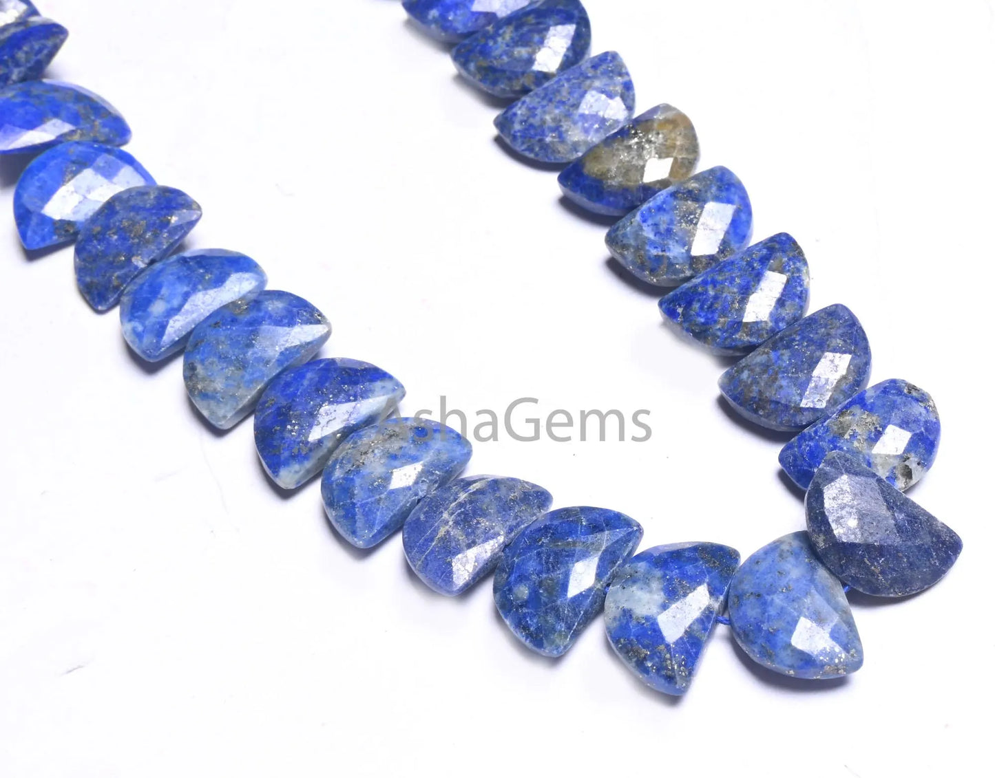 Natural Lapis Lazuli Faceted D Shape Gemstone Loose Beads,9.5" Lapis Fancy Half Moon Briolette Checker Cut Beads Jewelry makings Crafts SALE (AG 18694)