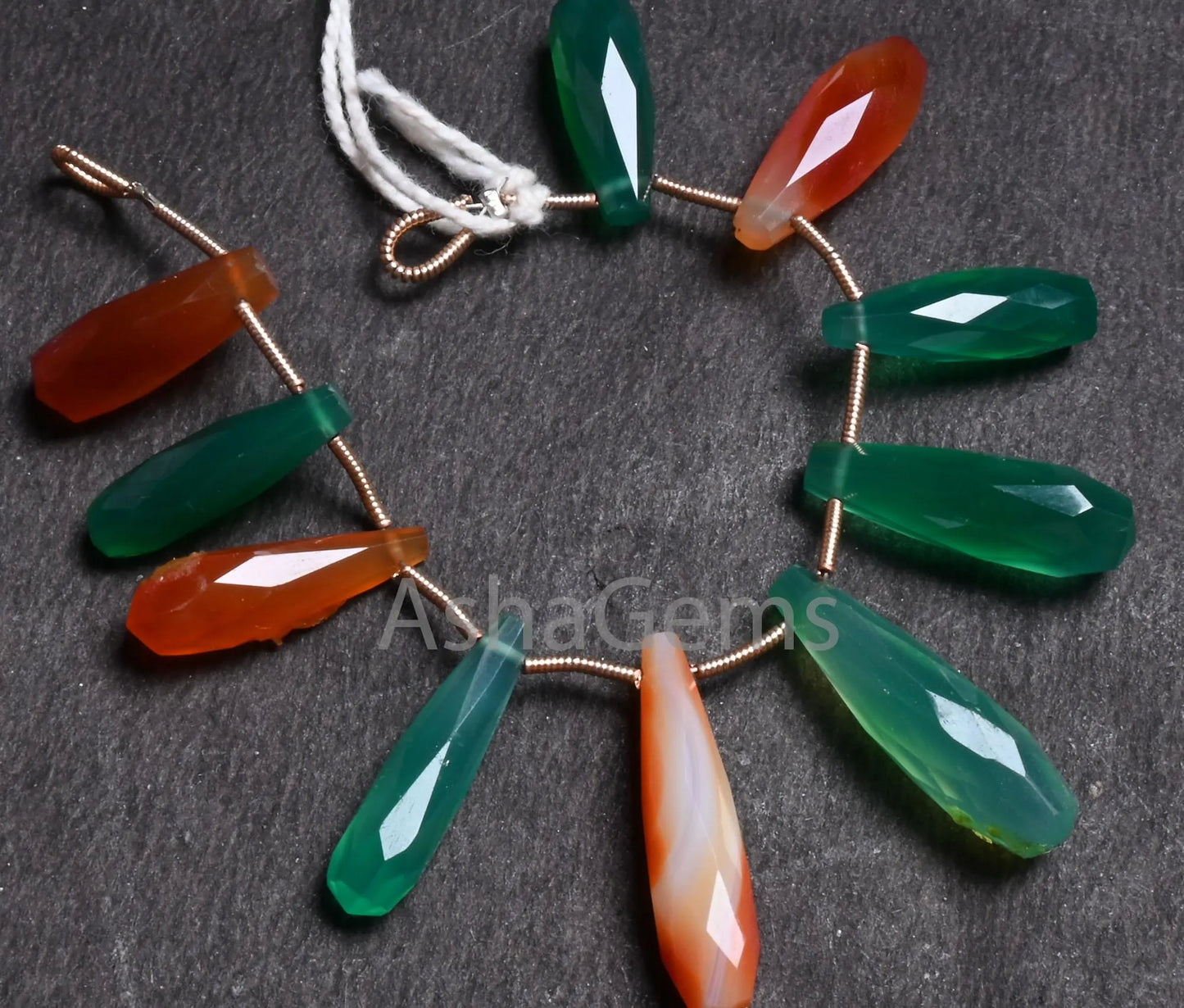 Beautiful Green, Red Onyx Fancy Long Pencil Drop Gemstone Beads, Fine Multi Onyx hand cut Faceted Long Teardrop Briolette Beads Jewelry SALE(AG 18668)