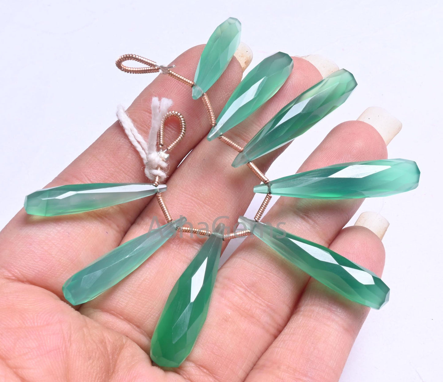 AAA Quality Green Onyx Faceted Long Drop Beads, Shaded Green Onyx Fancy Pencil Teardrop Briolette Gemstone Beads Jewelry making Pendant SALE (AG 18670)