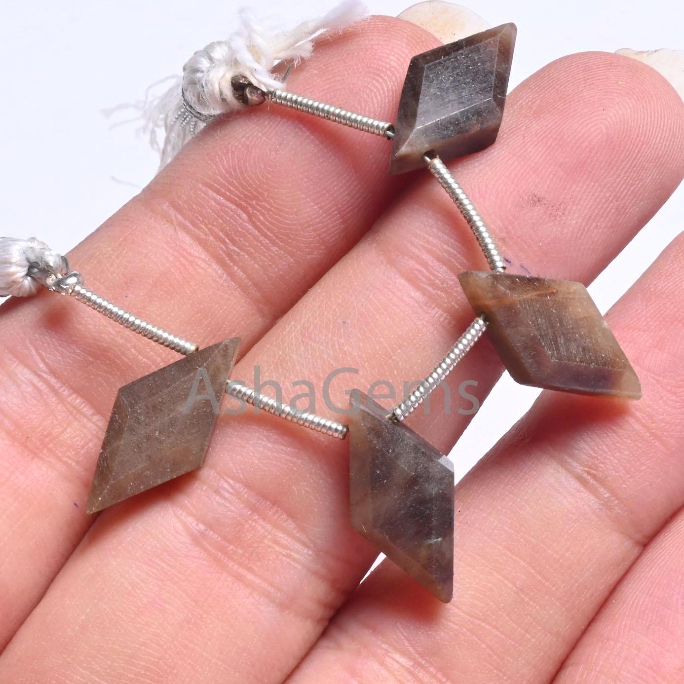 Beautiful Brown Jasper Faceted Rhombus Shape Beads,9-18mm Natural Jasper Fancy rhombus Side Drill Gemstone Briolette Bead Jewelry Craft SALE (AG 18673)