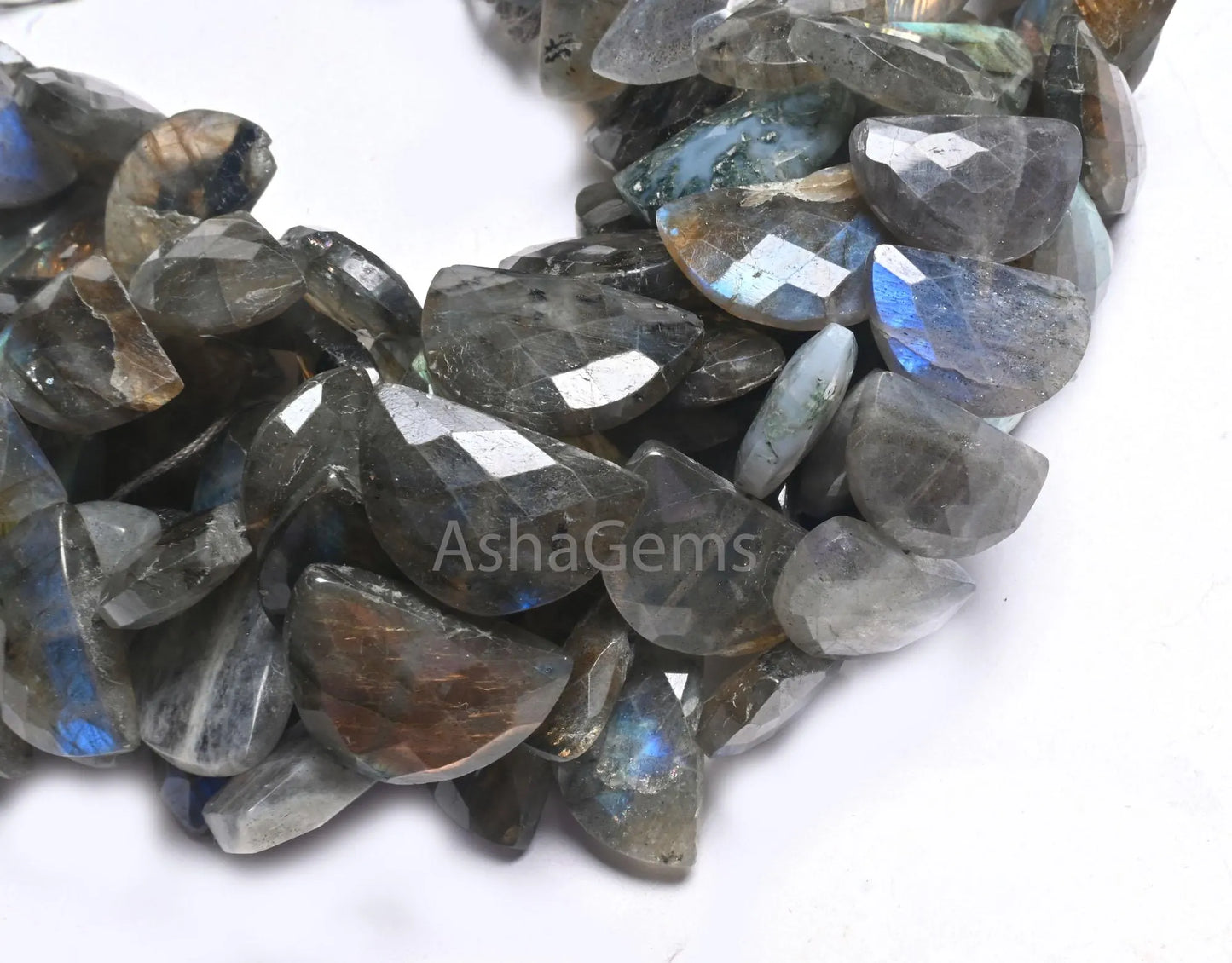 Natural Flash Labradorite Fancy D Shape Faceted Gemstone Beads,8" Strand Black rainbow half Moon Briolette T Drill labradorite Beads Jewelry(AG 18685)