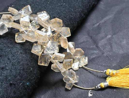 Beautiful Crystal Gold Foil Doublet Fancy Flat Gemstone Beads, Fine Quartz Doublet Fancy Shape Handmade Side Drill Bead Jewelry making Craft(AG 18704)