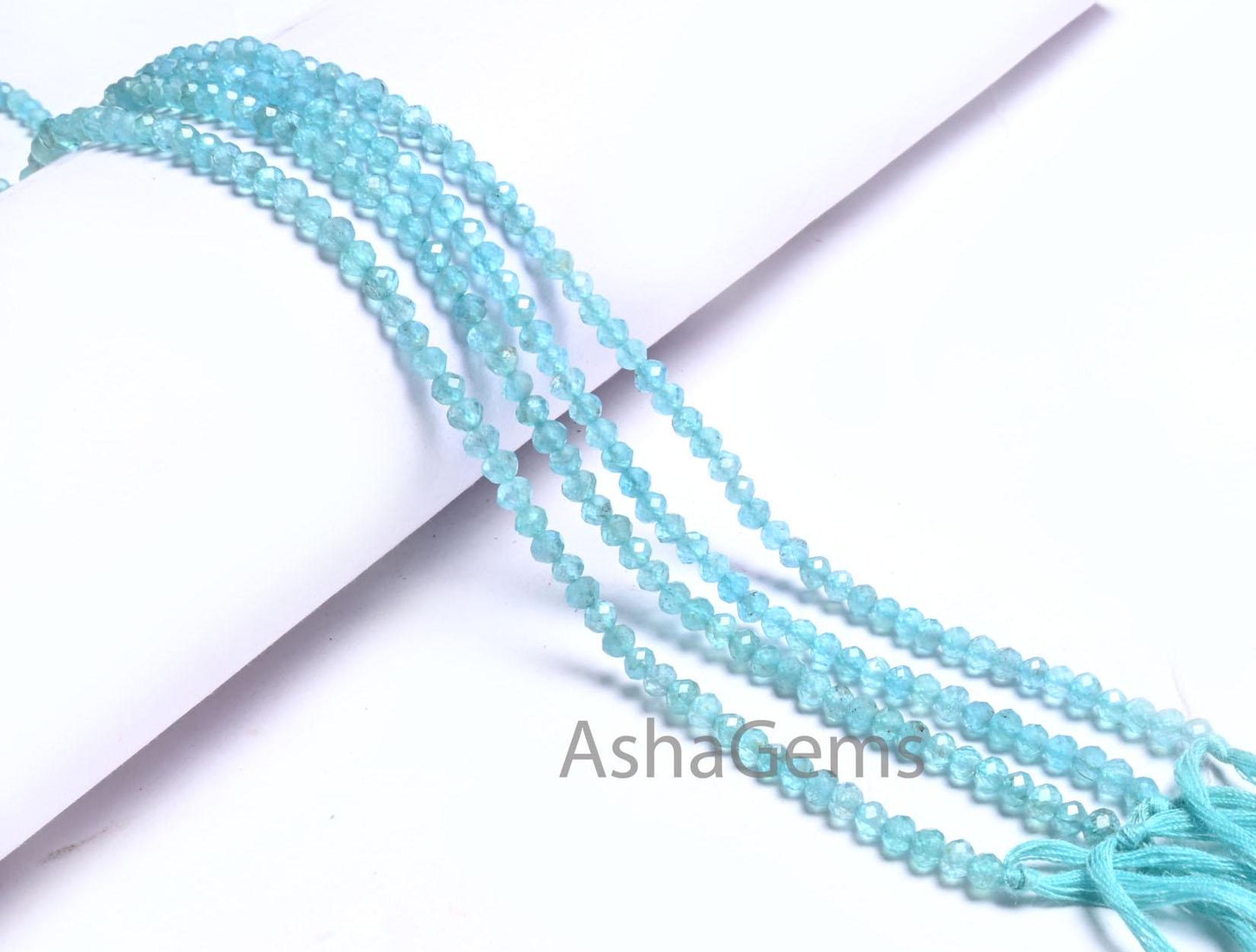 13" Fine Quality Sky Apatite Machine Cut Beads,3.6 mm Natural Blue Apatite Micro Cut Faceted Rondelle Gemstone Apatite Bead Jewelry Necklace