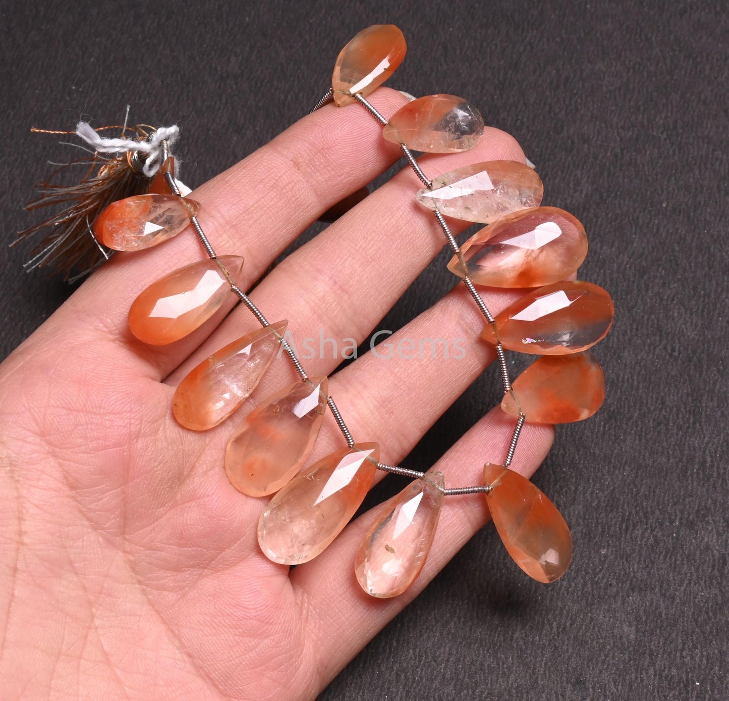 Beautiful Lepidocrocite Faceted Pears Gemstone Beads,8" Shaded Natural Lepidocrocite Big Size Teardrop Briolette Lepidocrocite Beads Jewelry (AG 18499)
