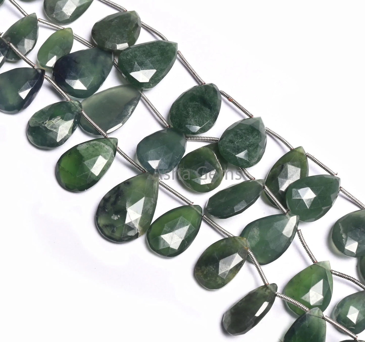Beautiful Green Serpentine faceted Pear Shape Gemstone Beads,8" Natural Serpentine Teardrop Briolette Serpentine Beads Jewelry making Crafts(AG 18522)