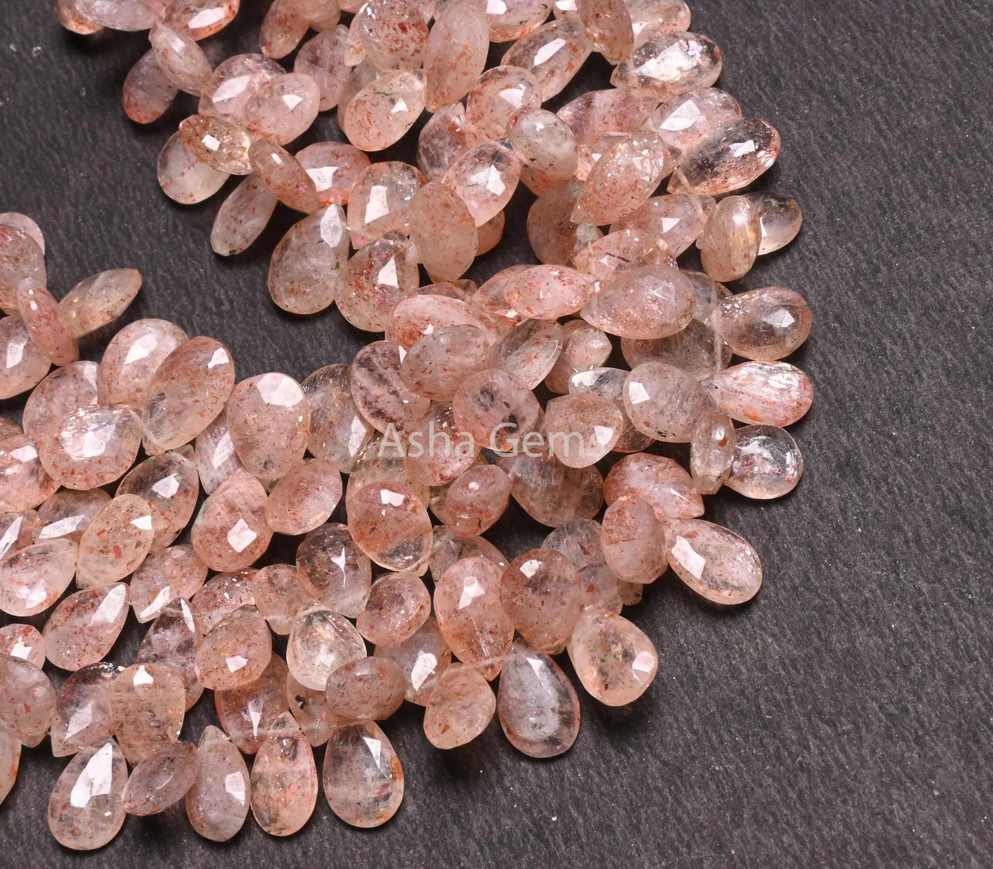 Beautiful Red Sunstone Faceted Pears Shape Gemstone Beads, Natural Sunstone Side Drill Pear Briolette Sunstone Teardrop Beads Jewelry Crafts(AG 18529)