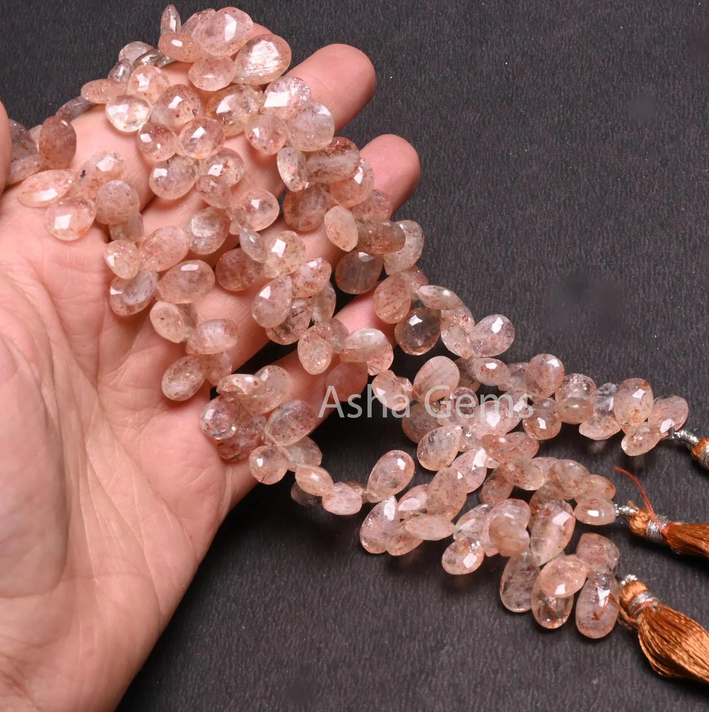 Beautiful Red Sunstone Faceted Pears Shape Gemstone Beads, Natural Sunstone Side Drill Pear Briolette Sunstone Teardrop Beads Jewelry Crafts(AG 18529)