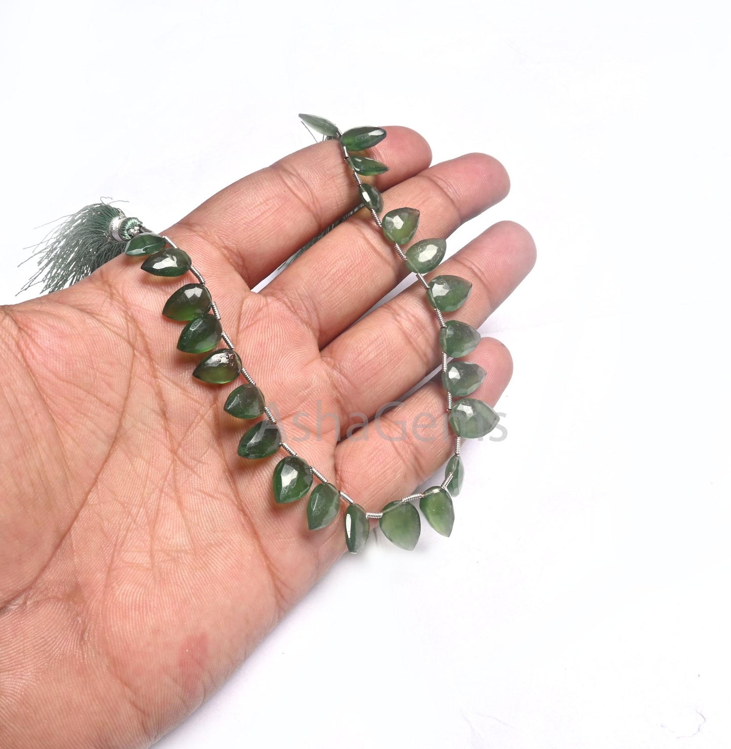 Natural Serpentine Fancy Pear Back Side Drill faceted Beads,8"Strnd AAA Green Serpentine Teardrop Briolette Gemstone Bead Jewelry Craft SALE (AG 18540 )